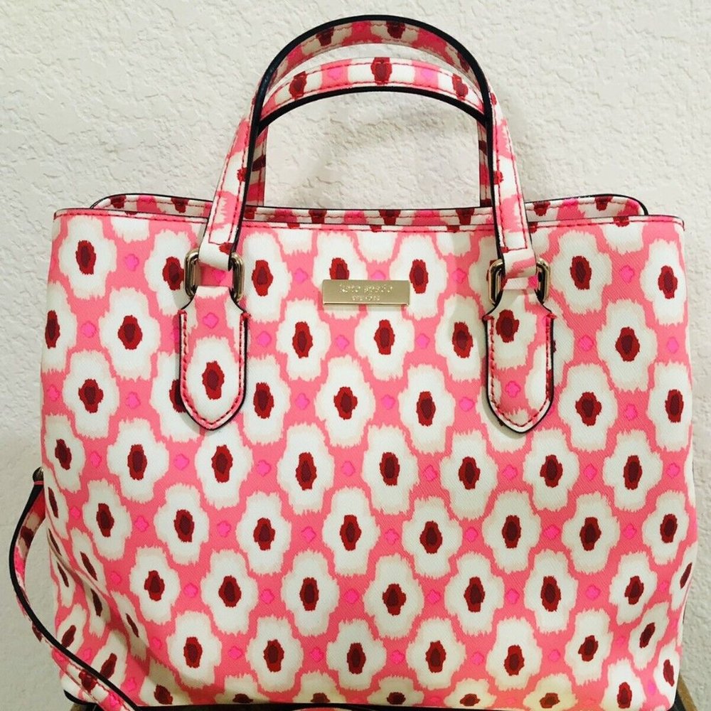 NWT Kate Spade Laurel Way Evangelie Shoulder Bag Ikat Pink Print WKRU4391